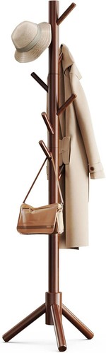 Sturdy wooden coat tree with - , 8