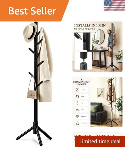 Sturdy wooden coat tree - with, 8