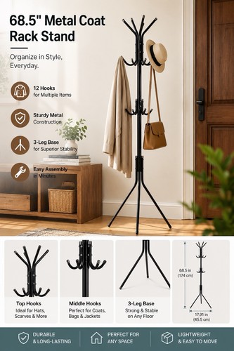 Metal coat rack stand - metal,